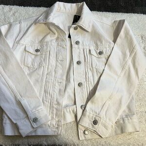 Allegra K White Jean Jacket